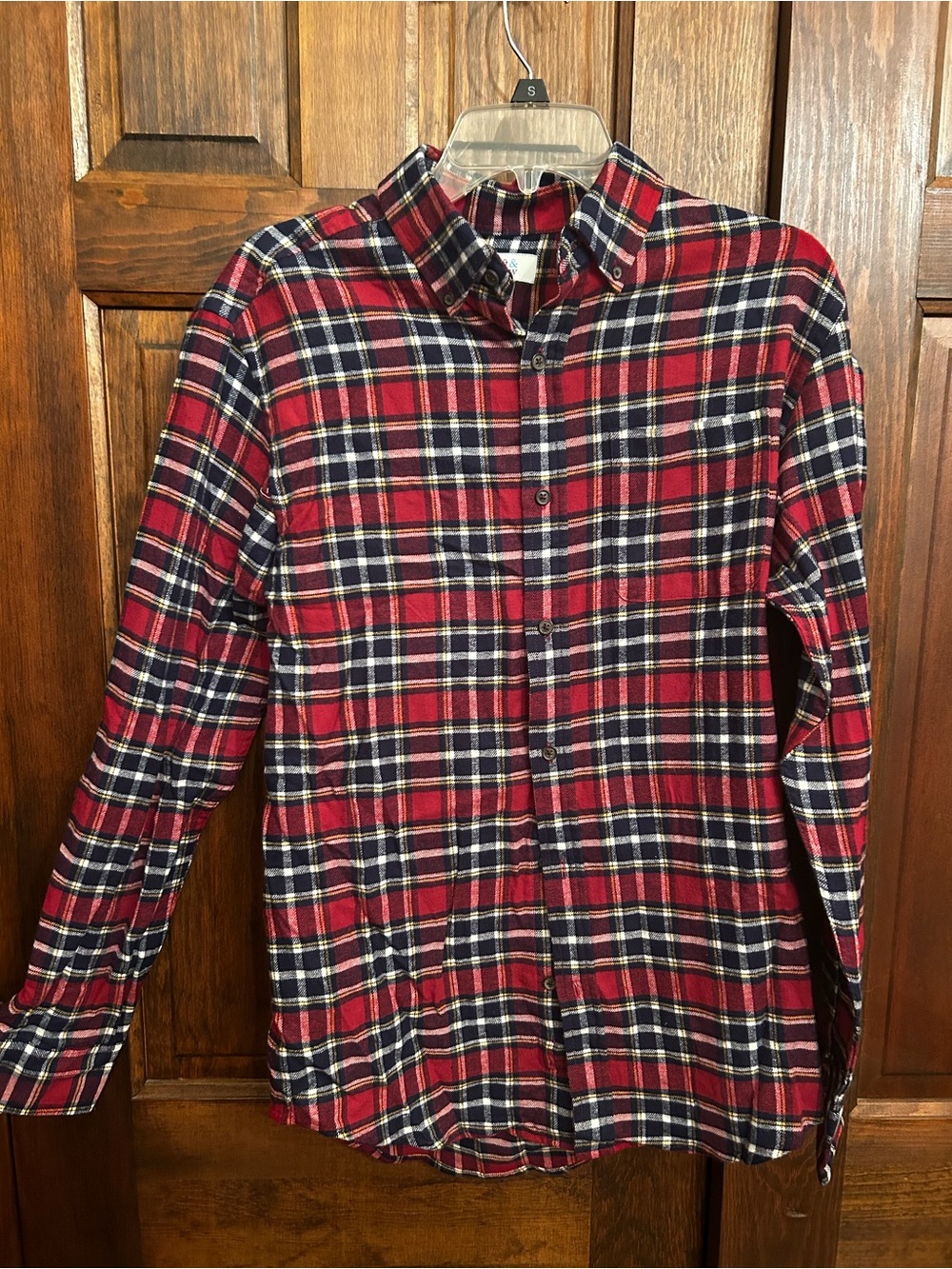 croft & barrow Red and Navy Plaid Button-Down Shirt